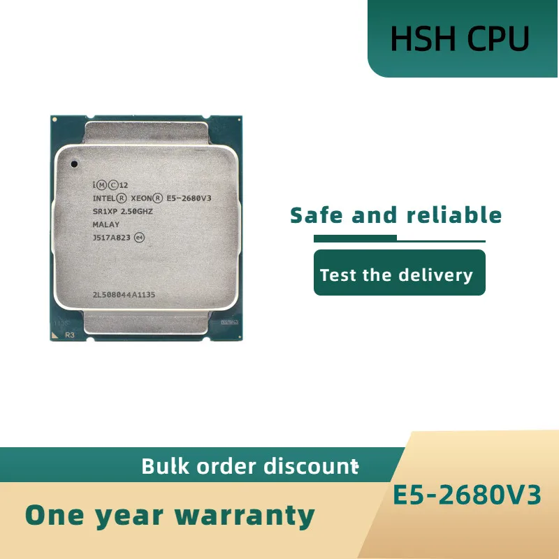 

Intel Xeon E5 2680 V3 Processor SR1XP 2.5Ghz 12 Core 30MB Socket LGA 2011-3 CPU E5 2680V3 CPU E5-2680V3