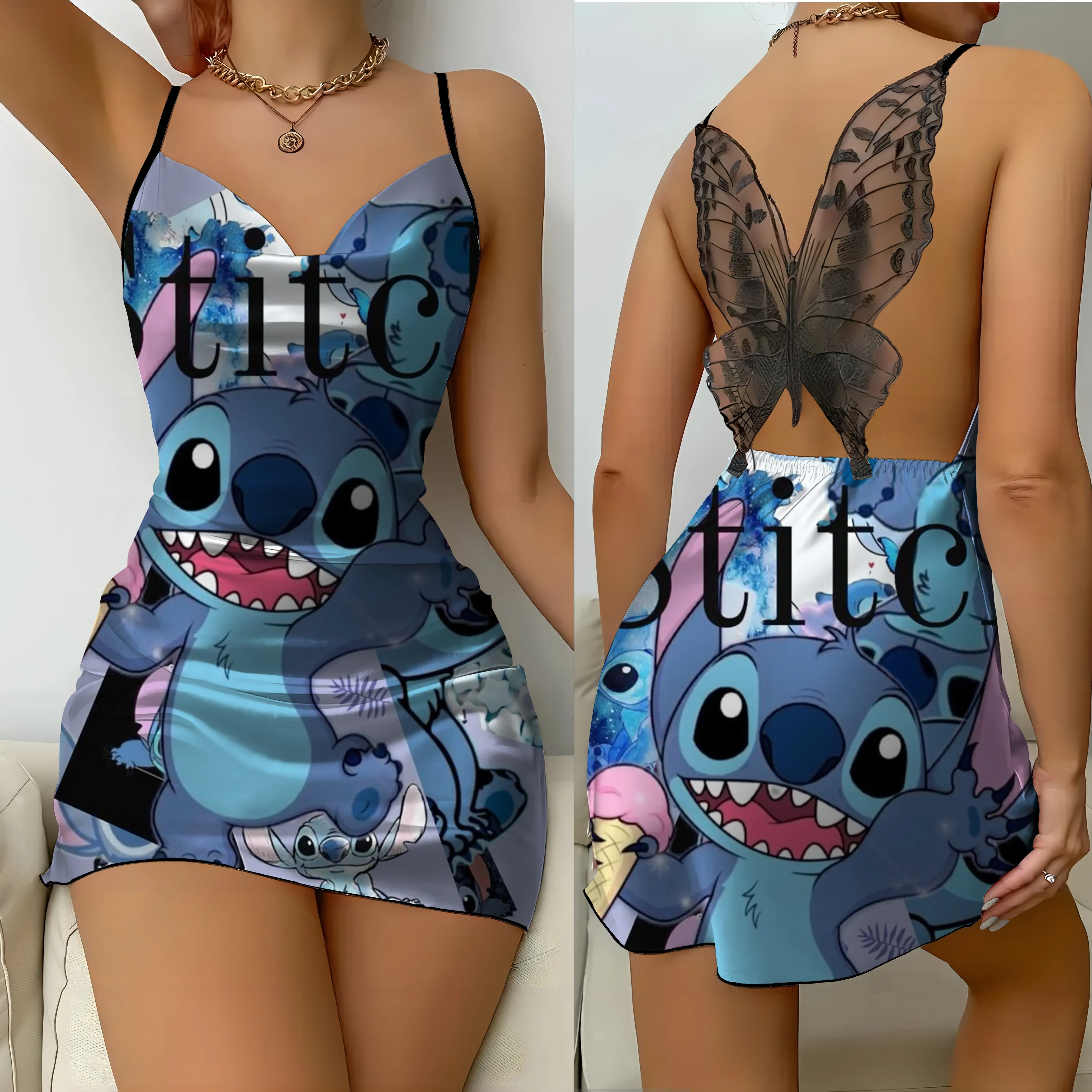 Пикантные платья мини-платье пижама юбка диснеевские атласные Модные женские