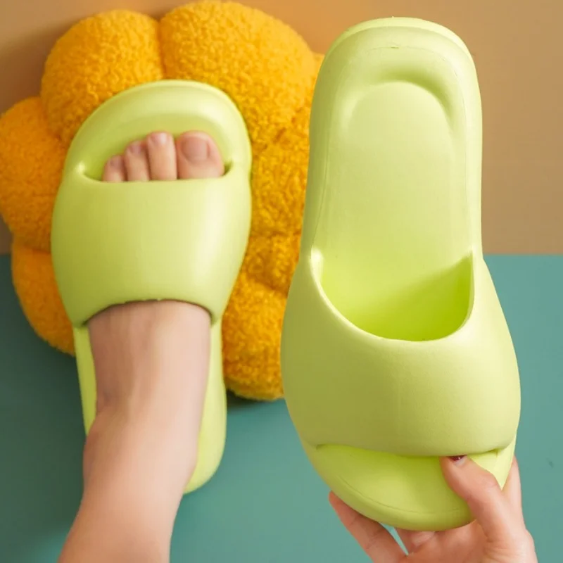 Women Minimalist Single Band Slides Preppy Pink EVA Slippers Fashion Platform 2023 Summer Leisure Beach Sandals Soft Bread Shoes