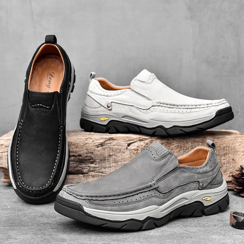 HIKEUP Hiking Patent Model Four Seasons Head Leather Frosted Casual Shoes Men's Walking Shoes Winter Boots Men's Hiking