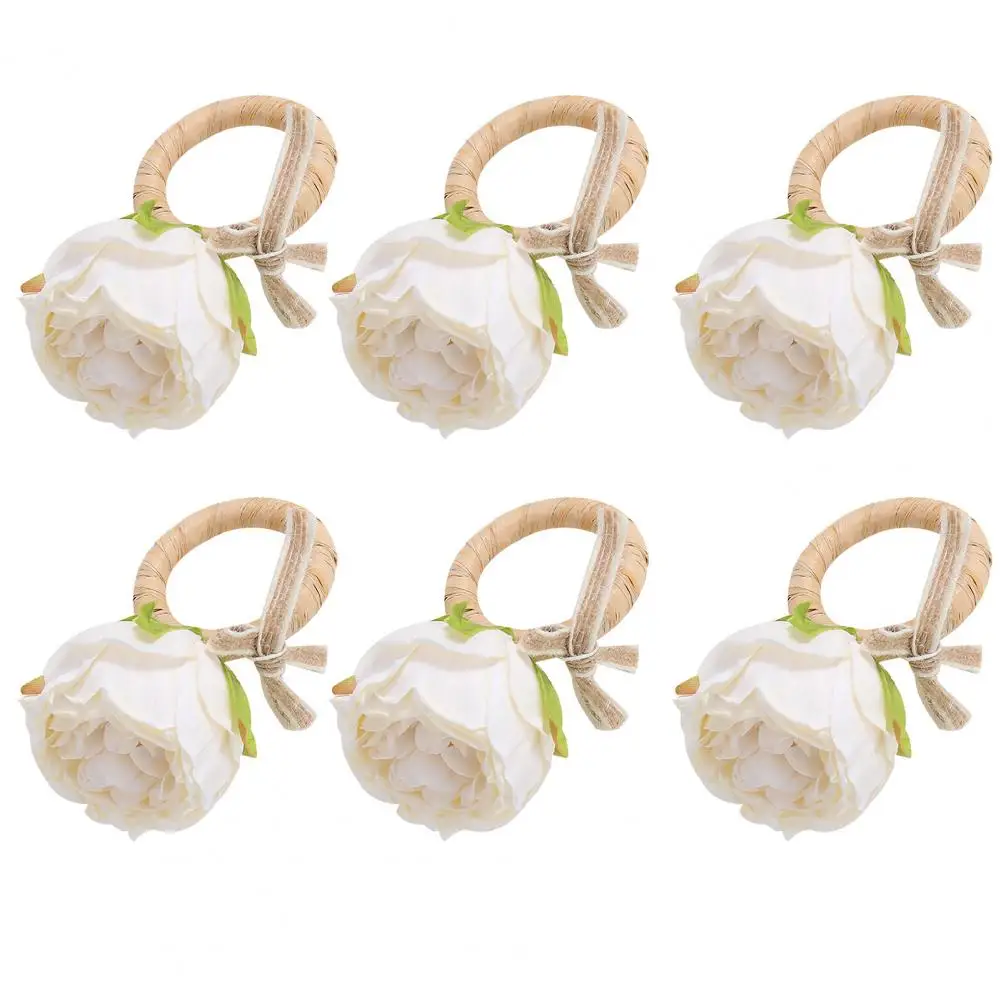 

Elegant Napkin Holder Never Fade Vivid Appearance Handmade DIY Napkin Buckle High Simulation Napkin Circle Dining Room Decor