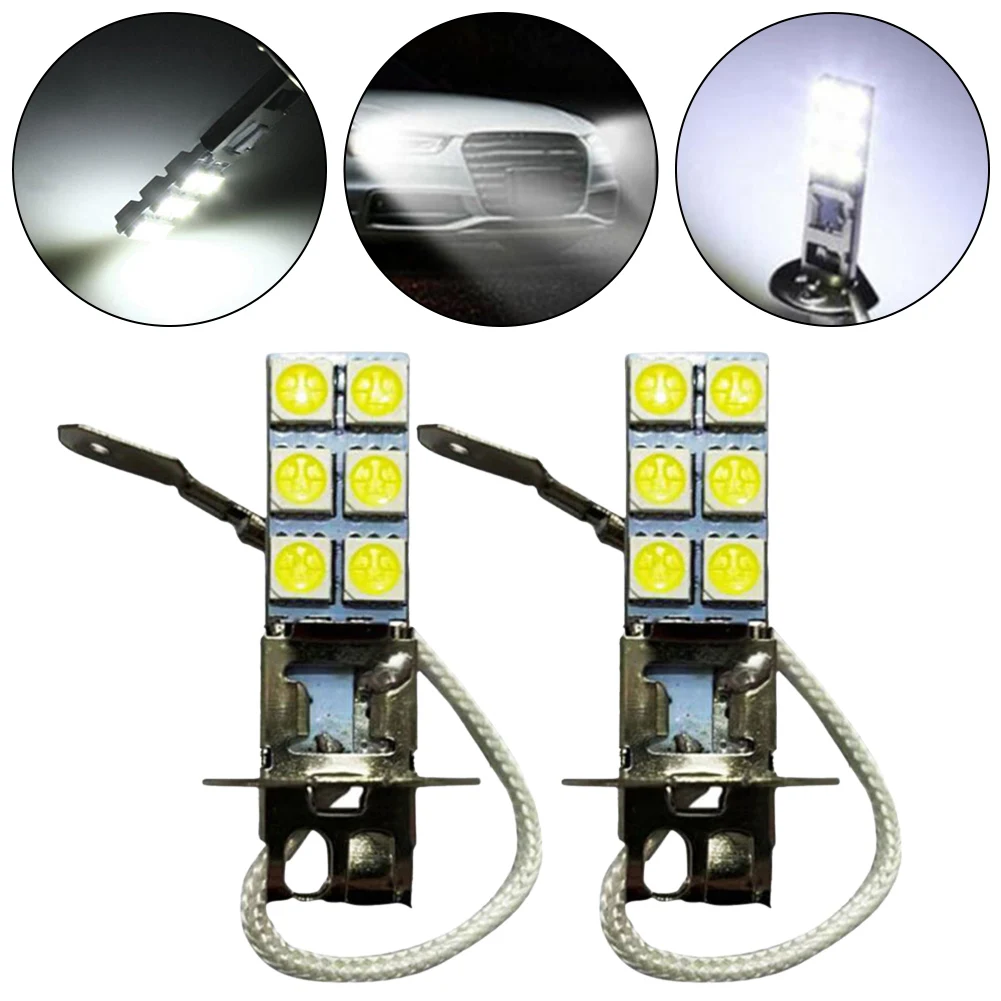 

2Pcs Vehicle H3 LED Fog Driving Lamp Light Bulbs Conversion Kit Super Bright White DRL 6000K Aluminum Alloy Shell Car Lights