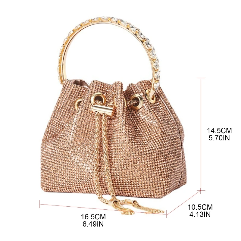 Handbag Diamonds Evening Bag with Ring Handle Shoulder Bag for Street Shooting