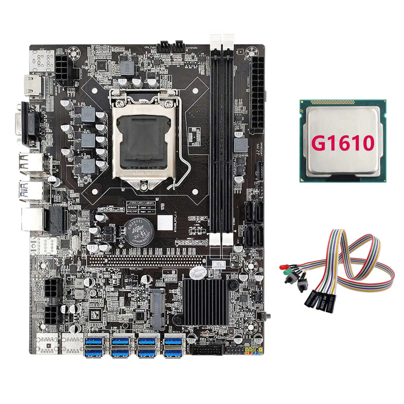 

Материнская плата B75 ETH 8XPCIE на USB + G1610 CPU + двойной кабель переключения светильник кой LGA1155 DDR3 B75 USB материнская плата для майнинга