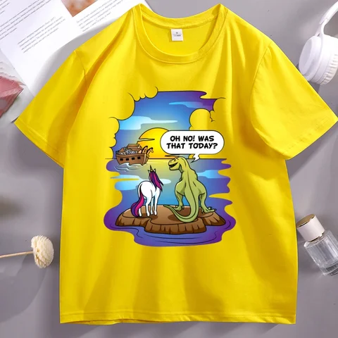 USEMEI хлопковая футболка с единорогом и динозавром