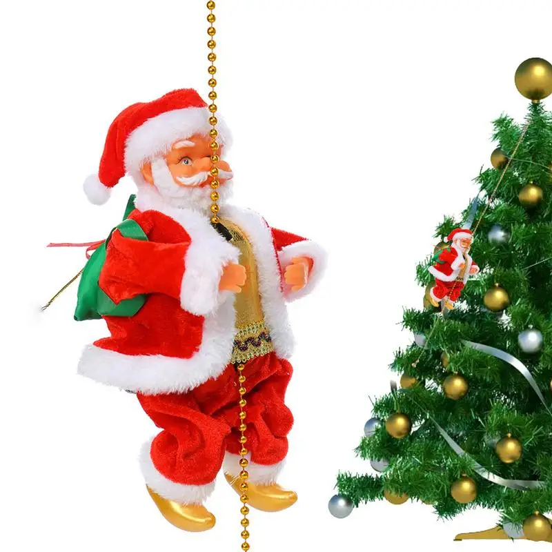 

Рождественские украшения «Санта-Клаус», скалолазающая веревка, электрическая плюшевая кукла Санта-Клаус для стен, окон, сада и рождественской елки
