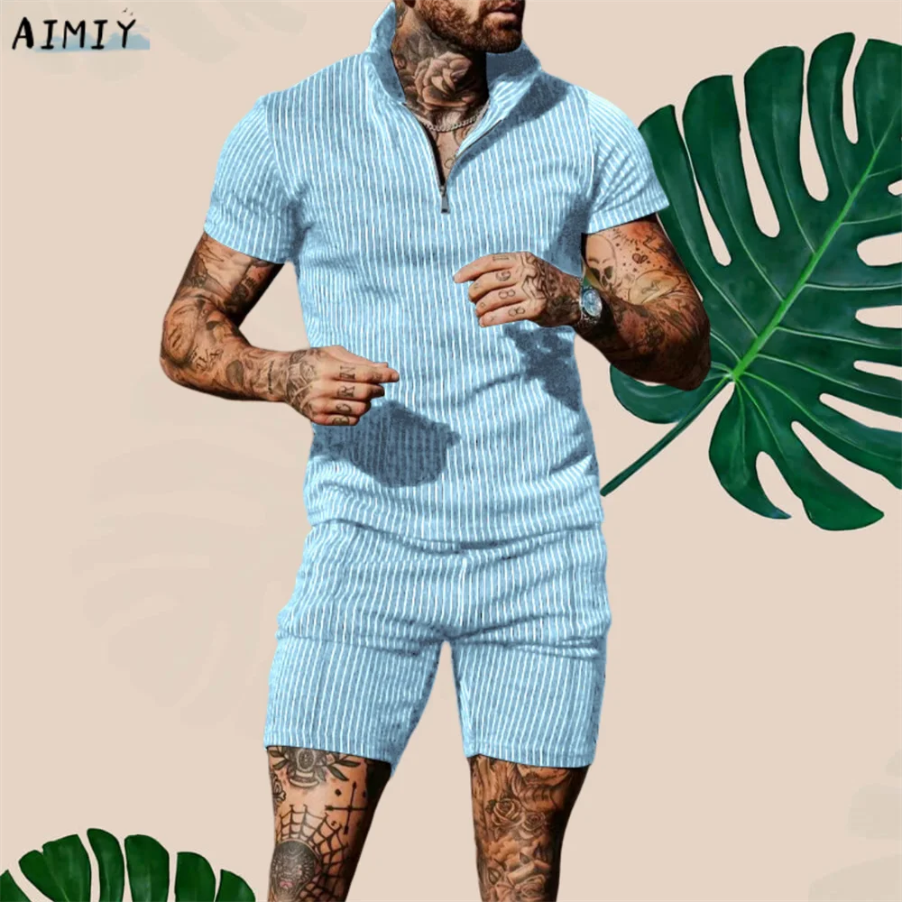 Men's Tracksuit Casual Summer Short Sleeve Polo Shirt and shorts Suit two-Piece Set Male Clothing Streetwear Clothes for Men