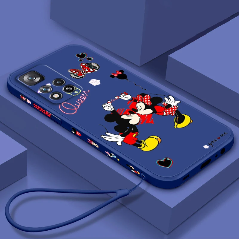 

249-Mickey Minnie Disney Anime Phone Case For Xiaomi Redmi Note 12 11 11S 11T 10S 10 9S 9T 9 Pro Plus 5G Liquid Left Rope Funda