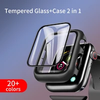 360 full screen protector bumper frame matte hard case for apple watch 6se54321 cover tempered glass film for iwatch 45