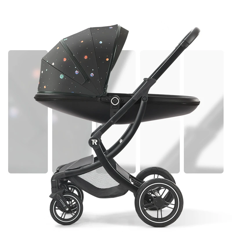 Lightweight Stroller High Landscape Baby Stroller 3 in 1 Portable Reversible Stroller 3 in 1 Travel Pram Baby Pushchair enlarge