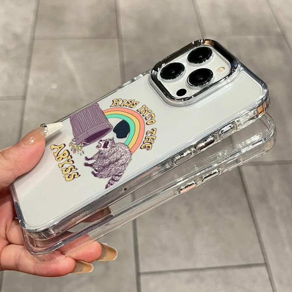 Фото Матовый противоударный мягкий чехол для iPhone 17, 16, 15, 14, 13, 12, 11, Mini, Pro, MAX с забавным милым енотом, серый №5