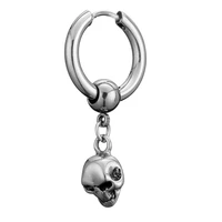 1pc titanium steel trend skull pendant ball bead titanium steel punk hoop earrings hip hop mens handsome ear jewelry