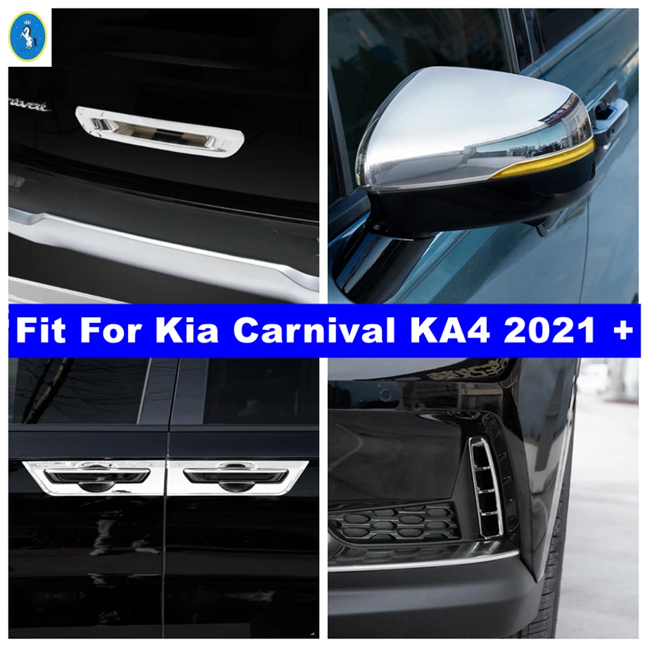 

Front Fog Lights Eyebrow Rearview Mirror Door Handle Bowl Cover Trim For Kia Carnival KA4 2021 2022 Accessories Chrome Exterior