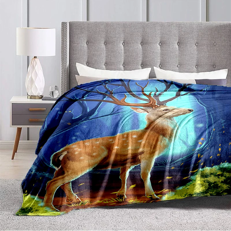 

Фланелевое теплое мягкое плюшевое квадратное одеяло Elaphurus davidianus или cerwest nippon 、 Cervidae, диванное покрывало, туристическое одеяло