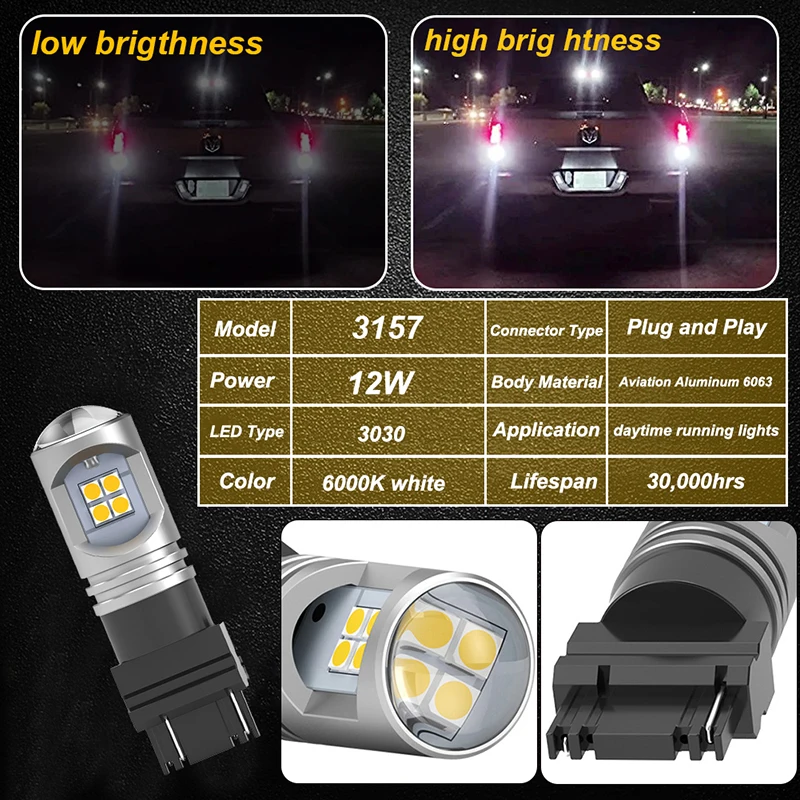 Автомобильные светодиодсветодиодный лампы 3157 3357 4114A 2 шт. дневные ходовые огни