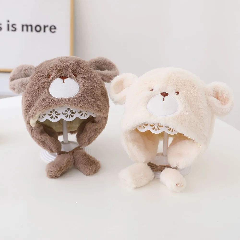 

Мягкая и приятная для кожи детская шапка с милыми медвежьими ушками из мягкого плюша ветрозащитная акриловая, шерстяная ветрозащитная шапка детские вязаные шапки теплая дышащая