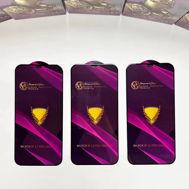 25pcs Golden Armor OG Glass For IPHONE 14 13 12 Mini 11 Pro Max  XR XS MAX 6 7 8 Plus Big Curved Full Glue Screen Protector