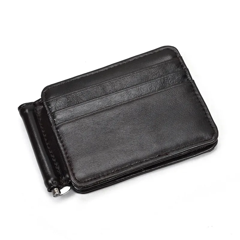 Vintage Men's Leather Card Holder Package Cowhide Mini Coin Purse Crazy Horse Leather Card Holder Leather US Dollar Clip