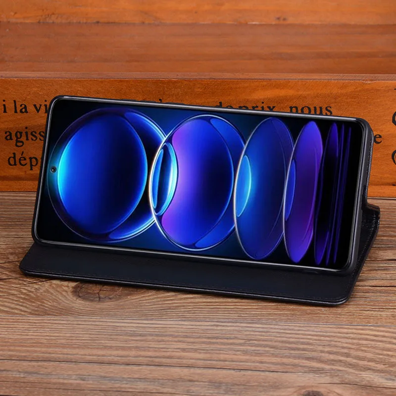 Hot Luxury Genuine Leather Flip Cases For Xiaomi Redmi Note 12 Note12 Pro + Plus Leather Half Pack Phone Case Shockproof Cover