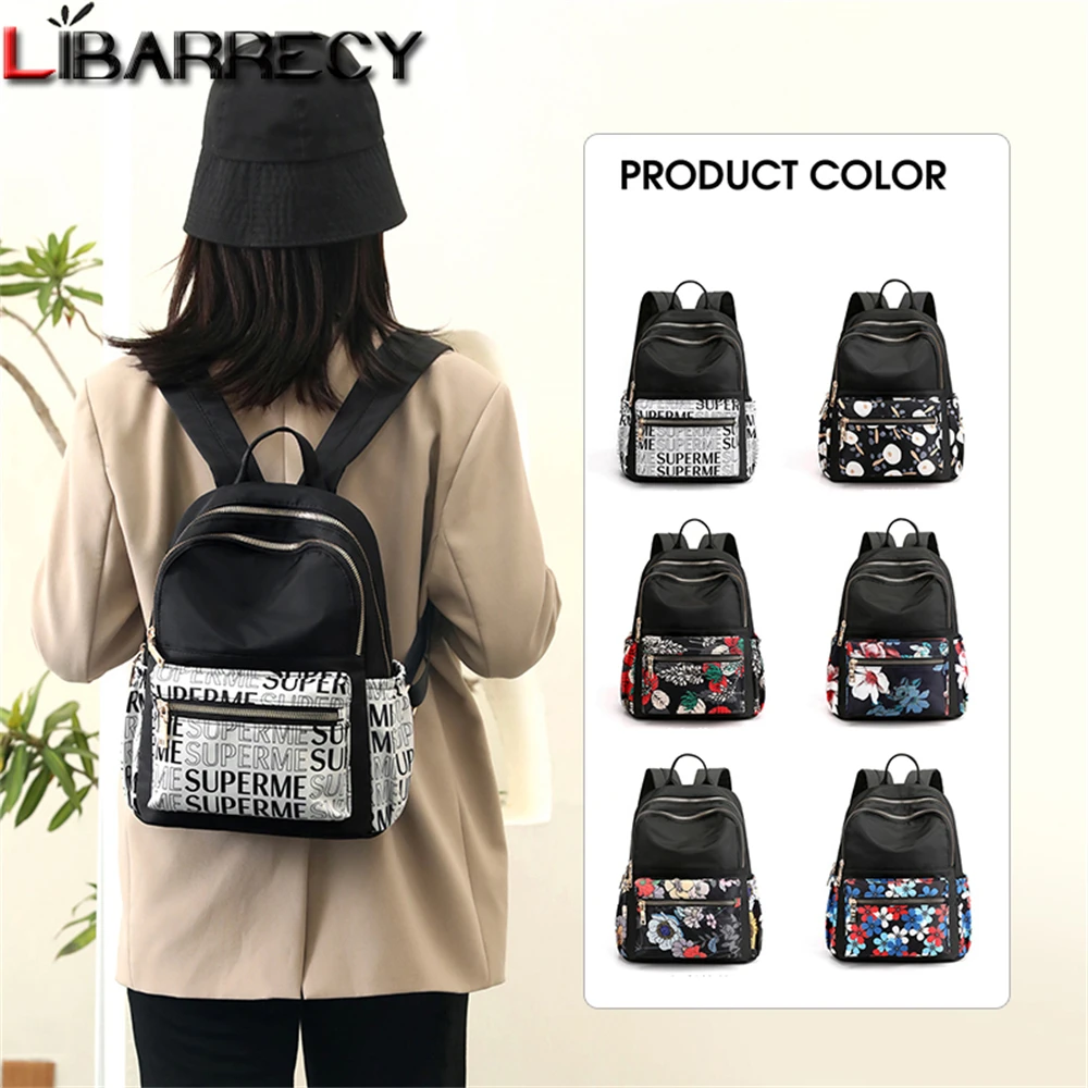 

New Fashion Pattern Design Ladies Backpack Small Women's Anti Theft Backpack Solid Color High Quality Nylon Women Travel Bags