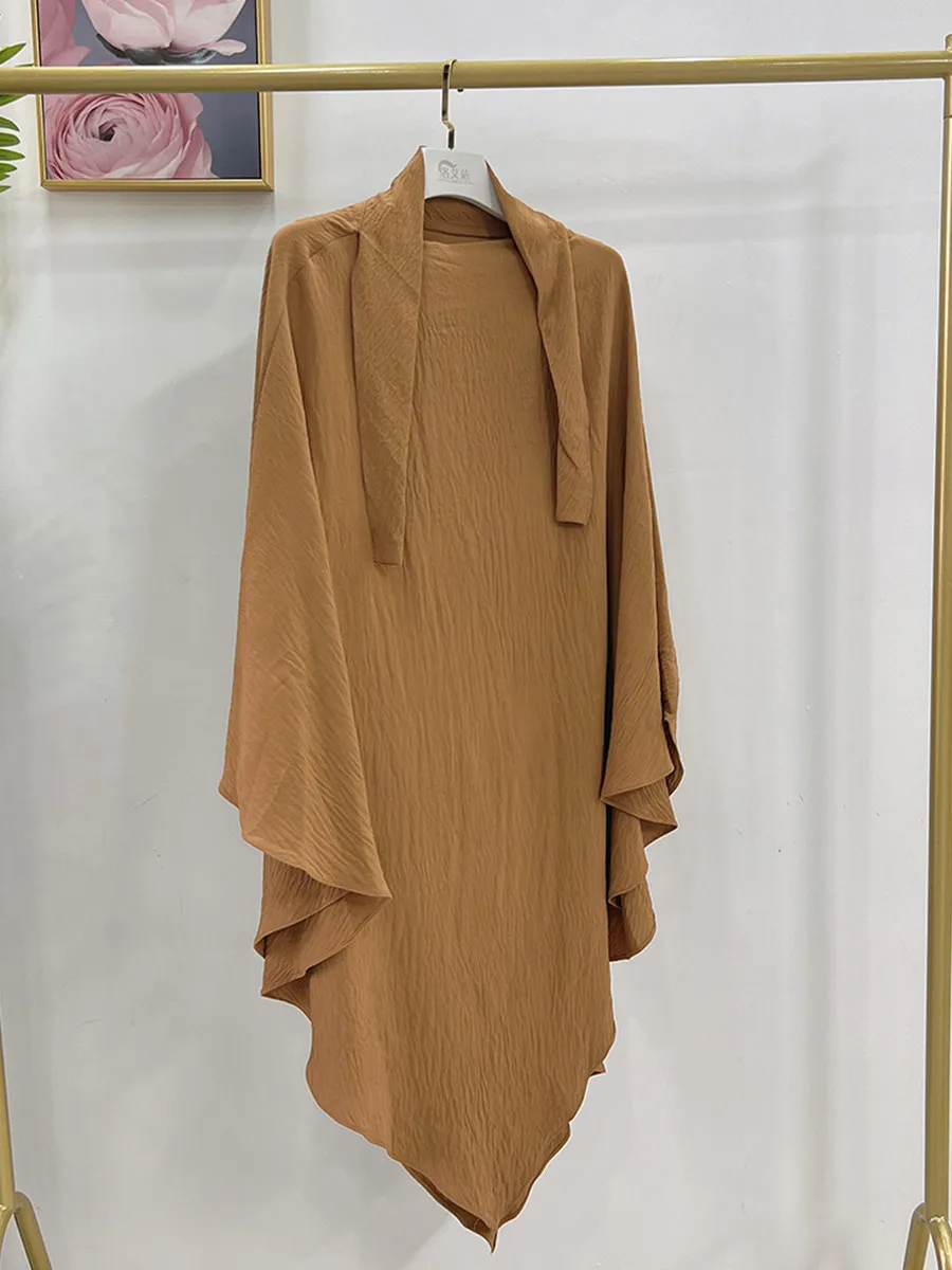 

Muslim Saudi Arabia Abaya Hijab Dress Islam Ramadan Robe Voile Femme Musulman Middle East Dubai Türkiye Solid Color Big Turban