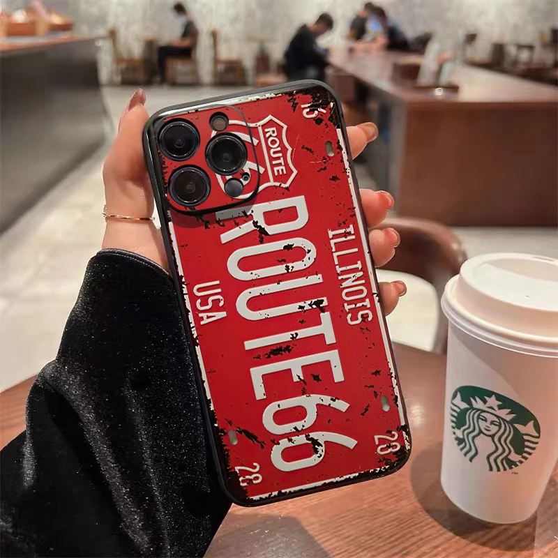 Ретро винтажный Чехол для телефона с номерным знаком iPhone 16 15 14 13 12 11 Pro Max XS X XR 7 8 Plus