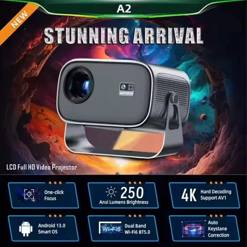 Фото Умный Android-проектор, 4K HD, миниатюрный портативный, с Wi-Fi и Bluetooth, домашний видеопроектор №2