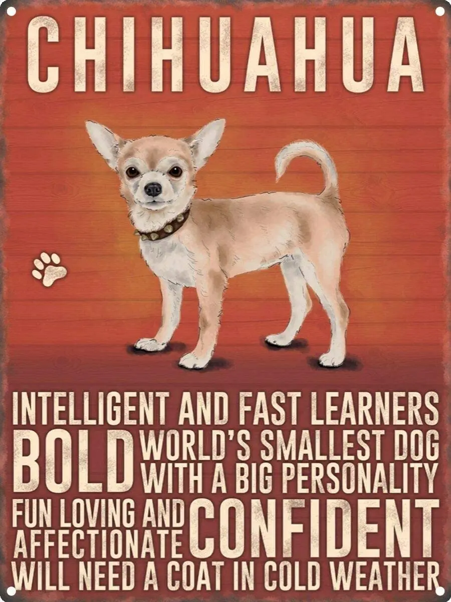 

Tin Sign (Chihuahua) 12x8 inch Decoration Bar Home Cafe Wall Retro Decoration