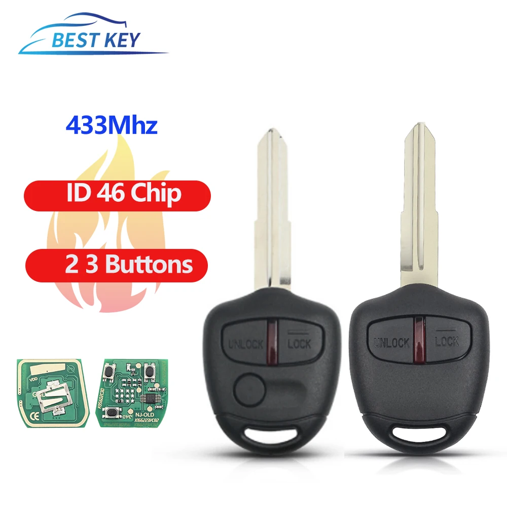 Лучший ключ 2 3 кнопки Автомобильный Дистанционный для Mitsubishi Outlander Pajero Triton ASX Lancer