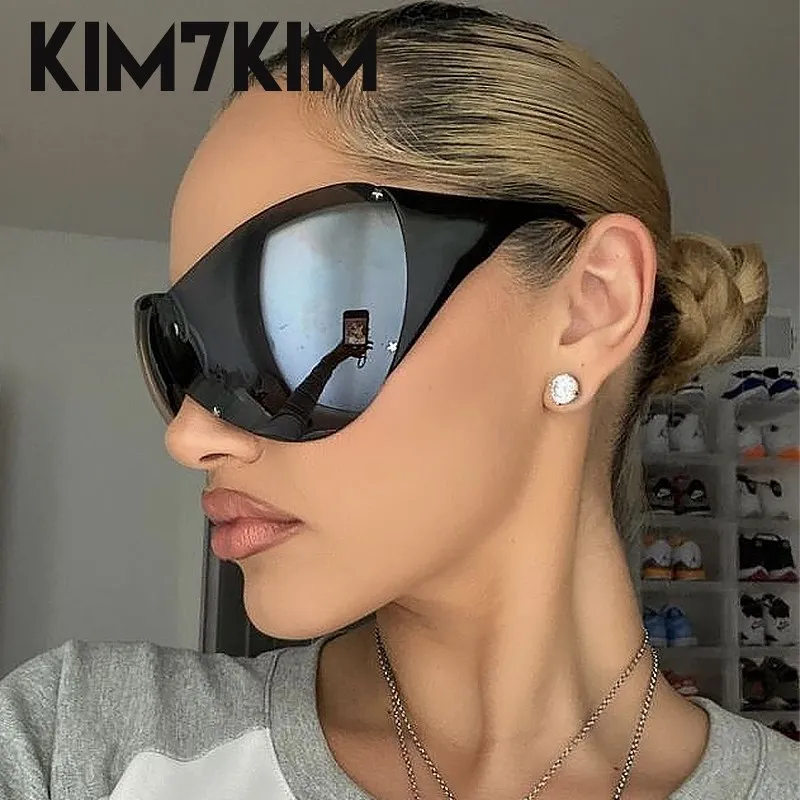 Oversized Rimless Y2k Star Sunglasses Women 2023 Trending Punk One Piece Sun Glasses Men Sports Goggles Futuristic Ski Sunglass images - 6