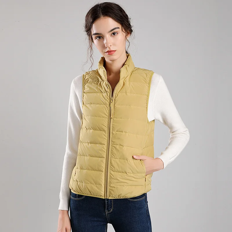 Ladies Lightweight Down Jacket Vest 2022 New Winter Short Fashion Stand Collar Slim Coat