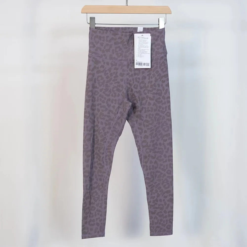 Lulu-Yoga Suit nylon leopard print spot tight and nude 9-point fitness jogging training women's high waisted sports pants