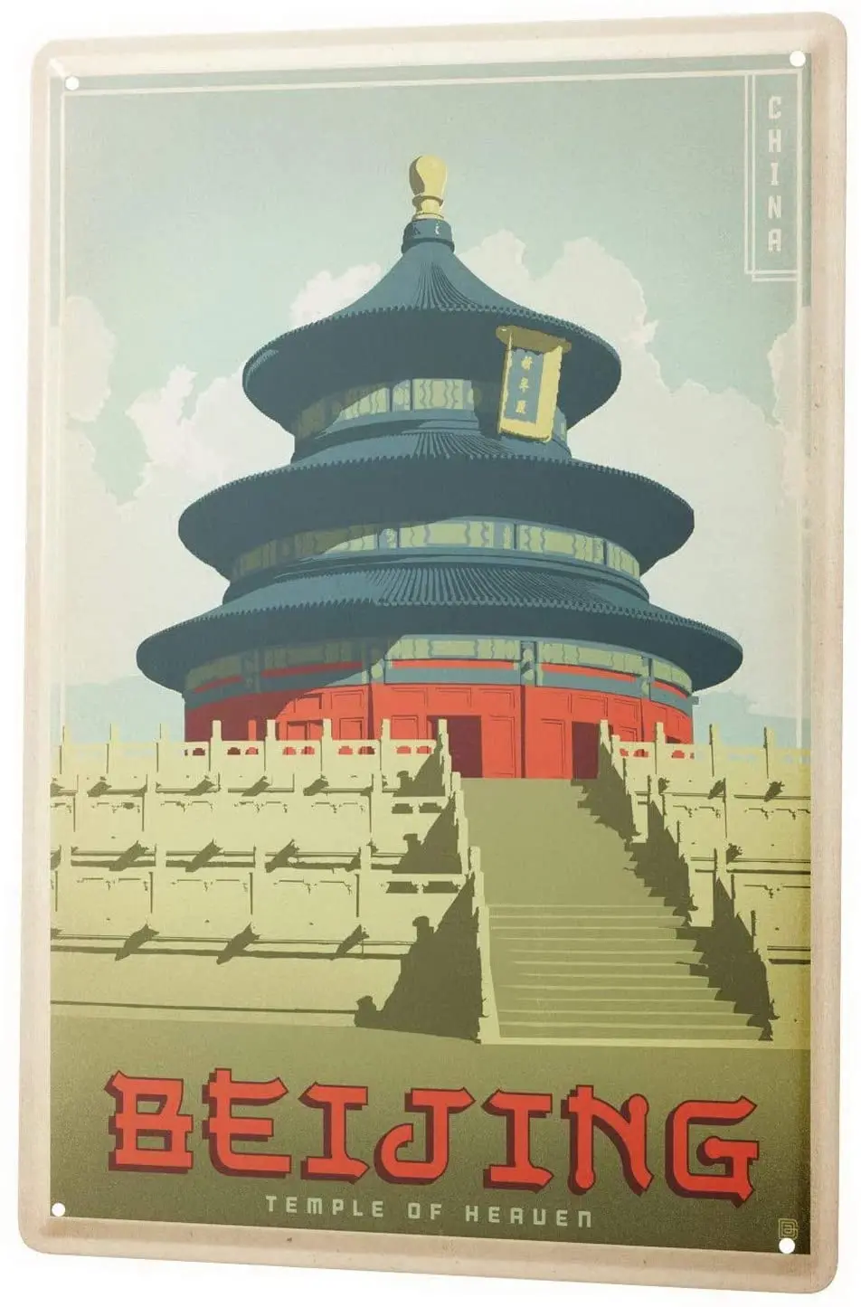 Жестяной знак мировой тур Пекин Храм Неба металлическая пластина 8X12 |