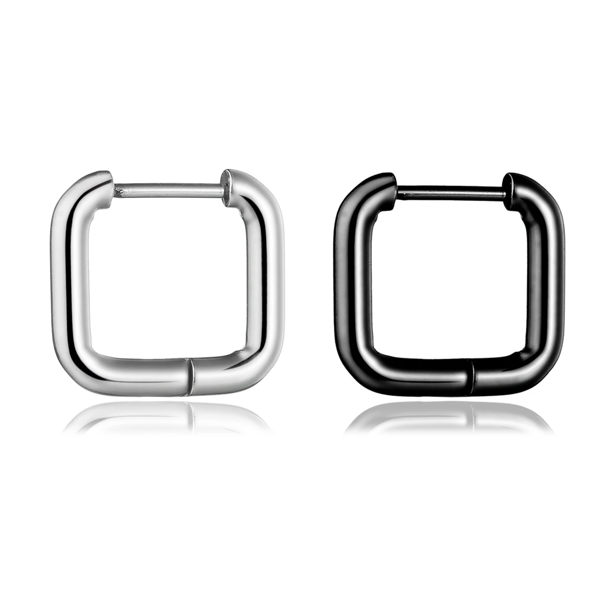 

1 Pair Surgical Steel Square Hoop Earrings for Women Gold/Silver Color Cartilage Tragus Piercing Anti-allergic Man Ear Buckle