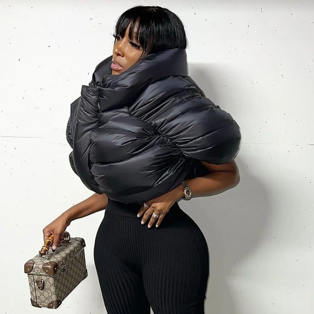 Fall Winter Solid Down Coat Puffer Jacket and Coats for Women Bubble Outerwear Cropped Outwear Oversized Clothing