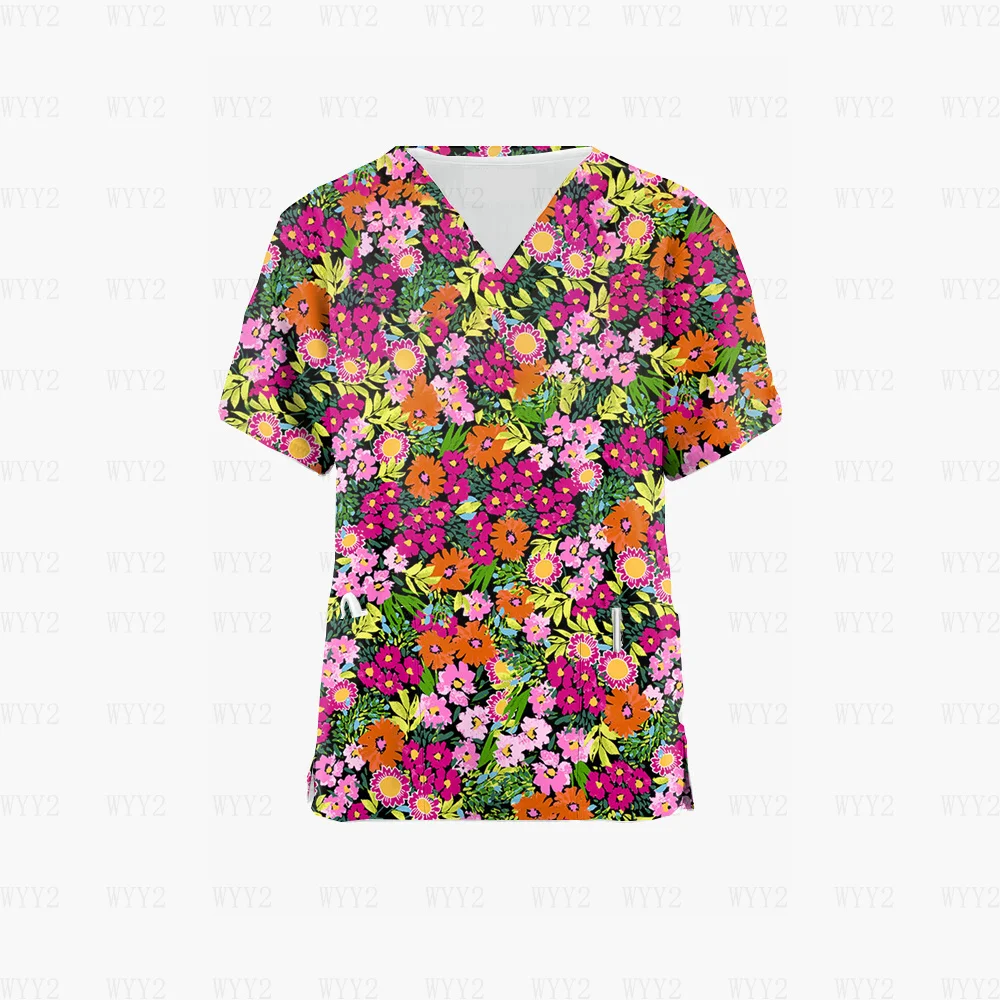 

3d Women's T-shirt Butterfly and Flower Printed Loose V-neck Clothing Fashion Lady's Vintage Pullover New Casual Floral TopsTees