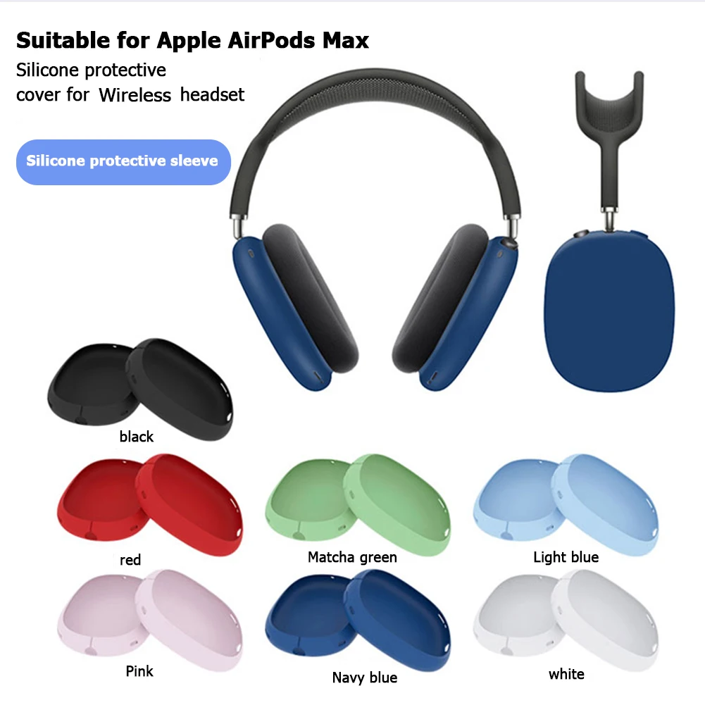 Almohadillas de silicona para auriculares Apple AirPods Max, cubierta protectora antiarañazos, accesorios para auriculares, 1 par