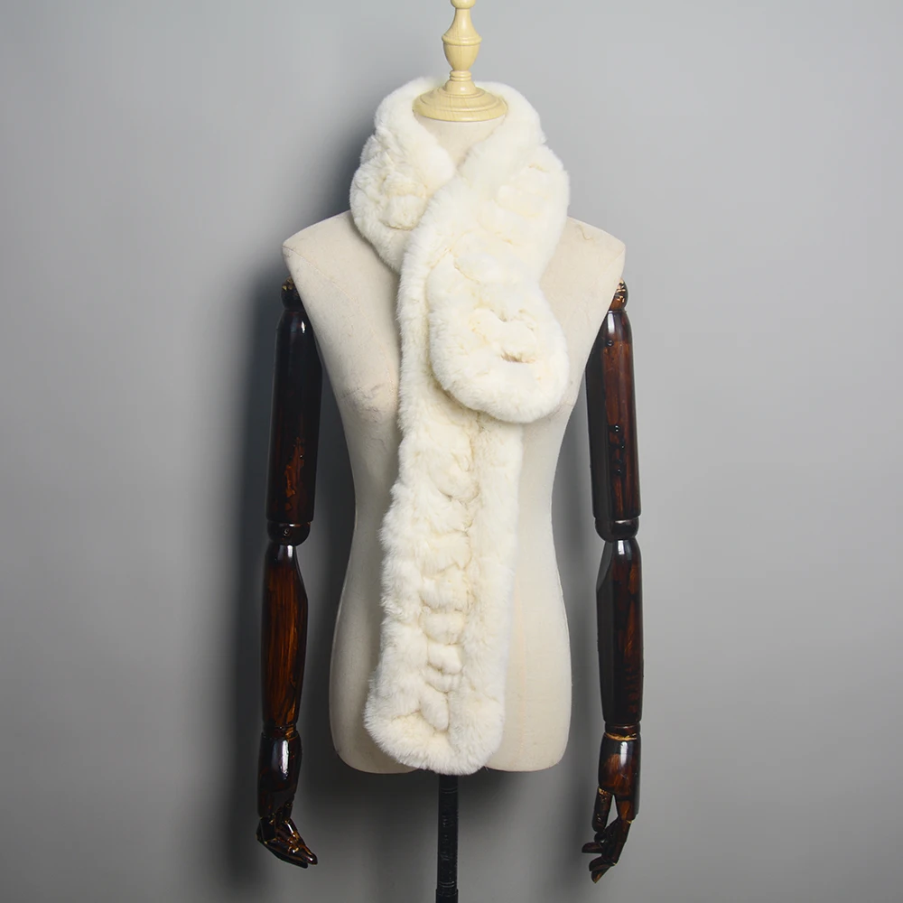 Новый брендовый вязаный модный женский шарф из натурального меха кролика рекс