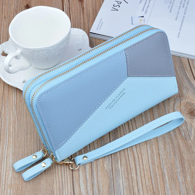 Geometric Luxury Leather Women Long Zipper Coin Purses Tassel Design Clutch Wallet Female Money Credit Card Holder