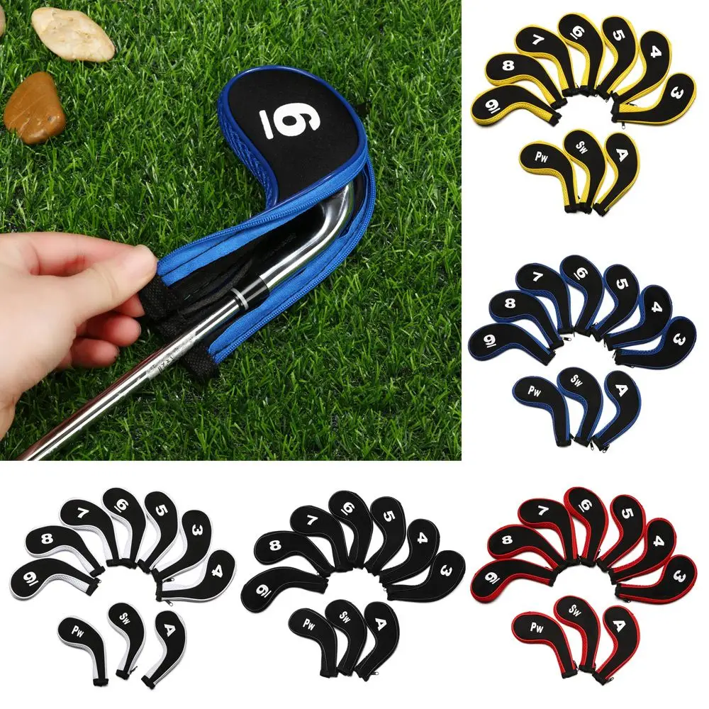 

10pcs Set Protect Long Neck Sports Supplies With Zipper Golf Head Covers Headcovers Number Protection