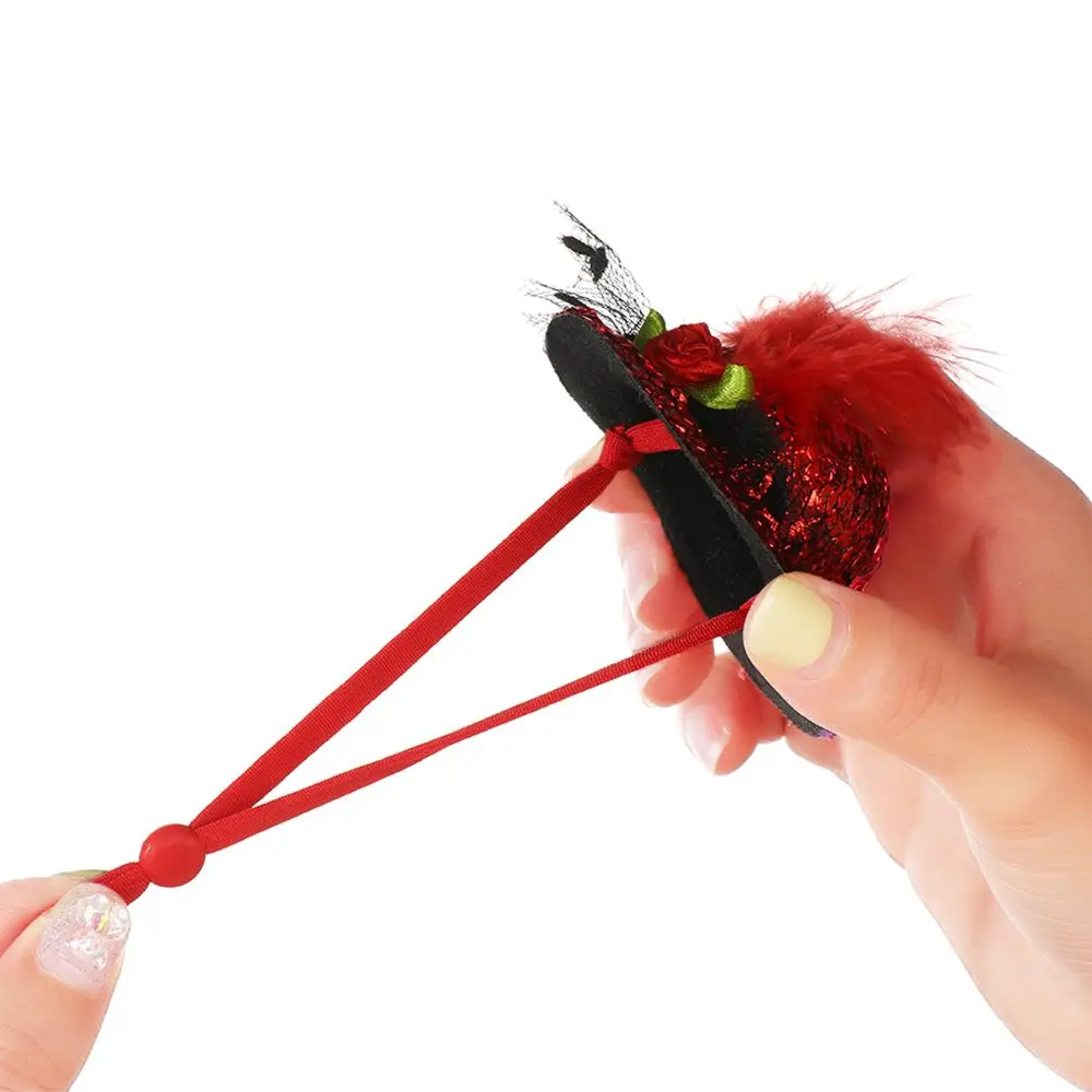 

Chicken Hats for Hens Tiny Pets Feather Top Hat with Adjustable Elastic Strap Rooster Duck Parrot Poultry Stylish Show Costum