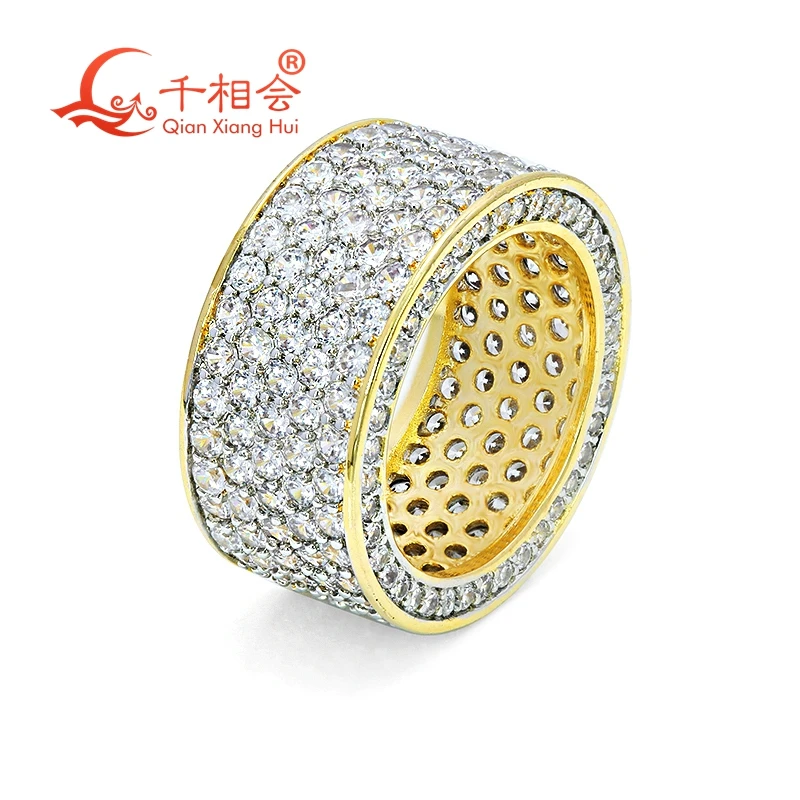 11mm full of round shape Ring Eternity Band  Sterling 925 Silver hip hop Moissanite Ring Men women Diamonds Male Jewelry