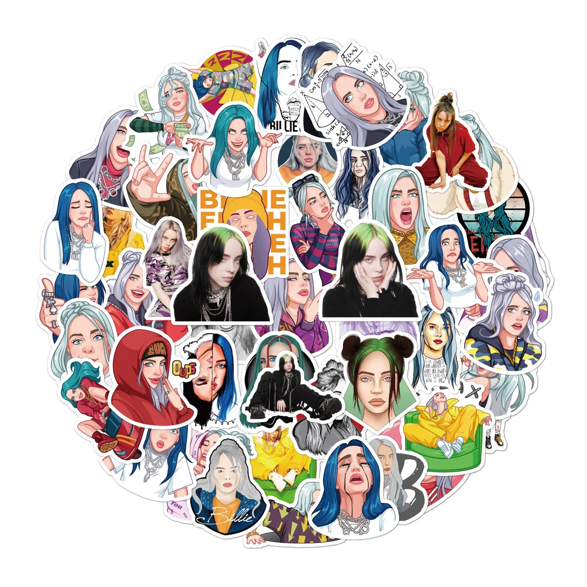 

50 Sheets of Billie Eilish Singer American TV Stickers PVC Graffiti Stickers Luggage Guitar Car Stickers Waterproof