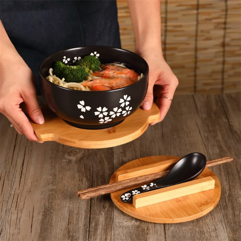 

Tableware Soup Container Noodle Chopstick And With Bowl Kitchen Bowl Lid Food Japanese Salad Dinnerware Ceramic Rice Style Spoon