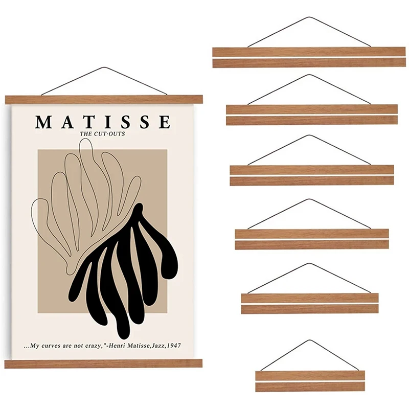 

Magnetic DIY Wood Poster Frame Teak Pine Photo Hangers Hanging Kit for Pictures