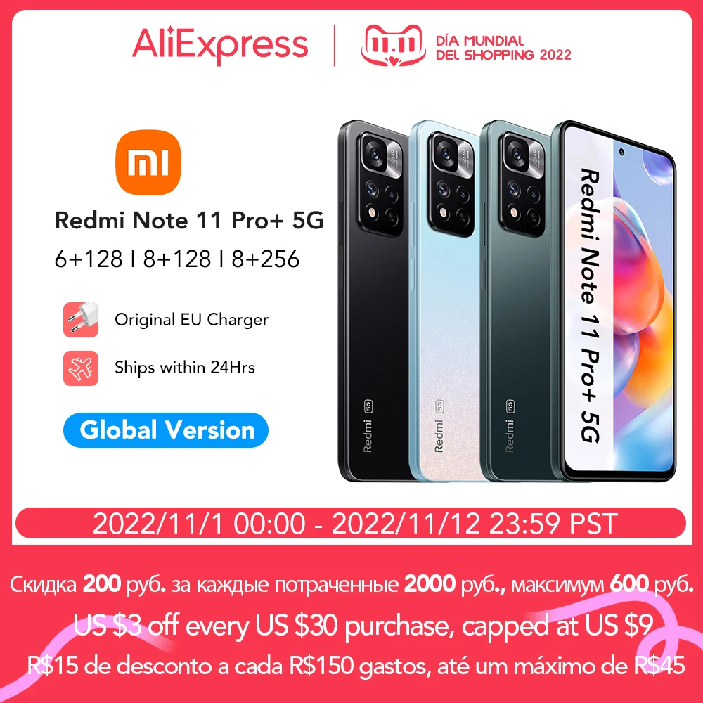 Najtaniej Xiaomi Redmi Note 11 Pro Plus 5G Pro+ Wersja Globalna Smartphone 120W Hyper Charge Dimensity 920 120Hz AMOLED 108MP Camera