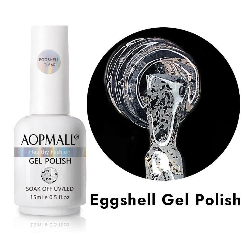 

AOPMALL® 15ml Gel Nail Polish Transparent Eggshell Gel Polish Semi Permanent Varnish Soak Off UV Nail Art Manicure Top Coat