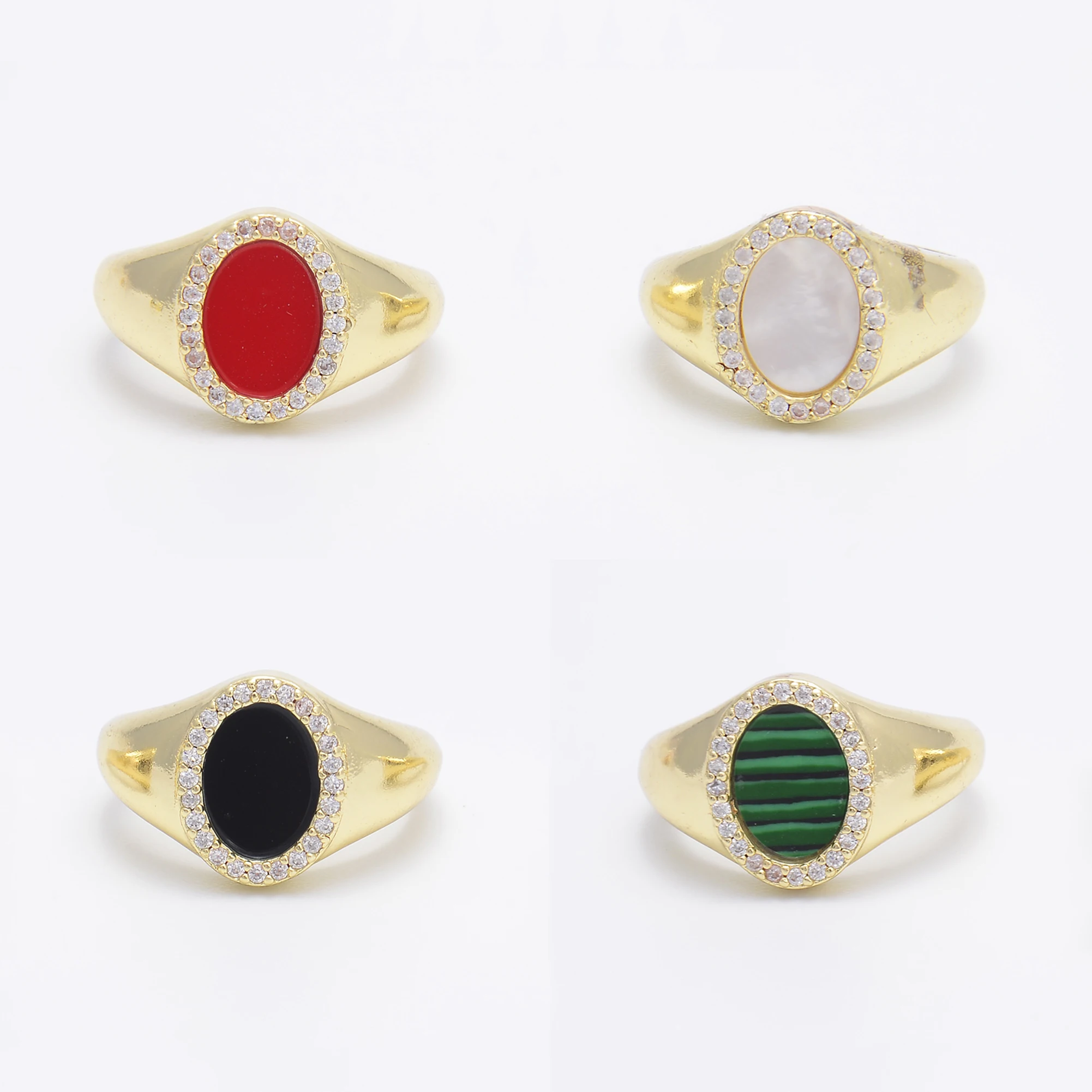 

Rings for Women Texture Cracks Colored Oval Synthetic Stone Filled Accessories Paved Zircon Jewelry Gold Color Brass Ring-Finger