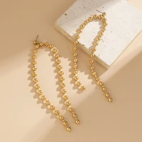 simple long gold beaded vintage punk tassel drop earring for women gold geometric fashion jewelry luxury hanging pendientes