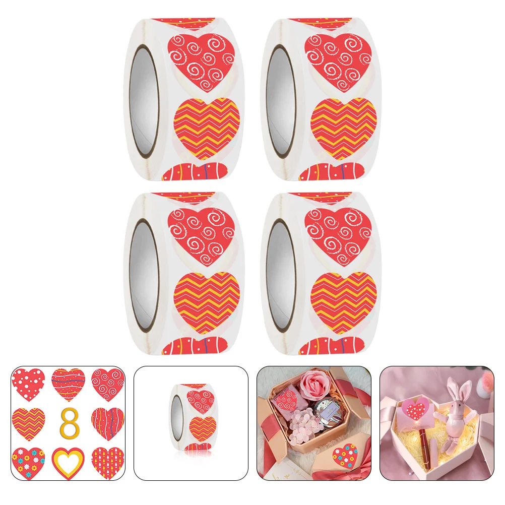 

Heart Stickers Valentine Sticker Labels Roll Day Shaped Love Envelope Hearts Decorative Decals Gift Label Wedding Craft Sheets